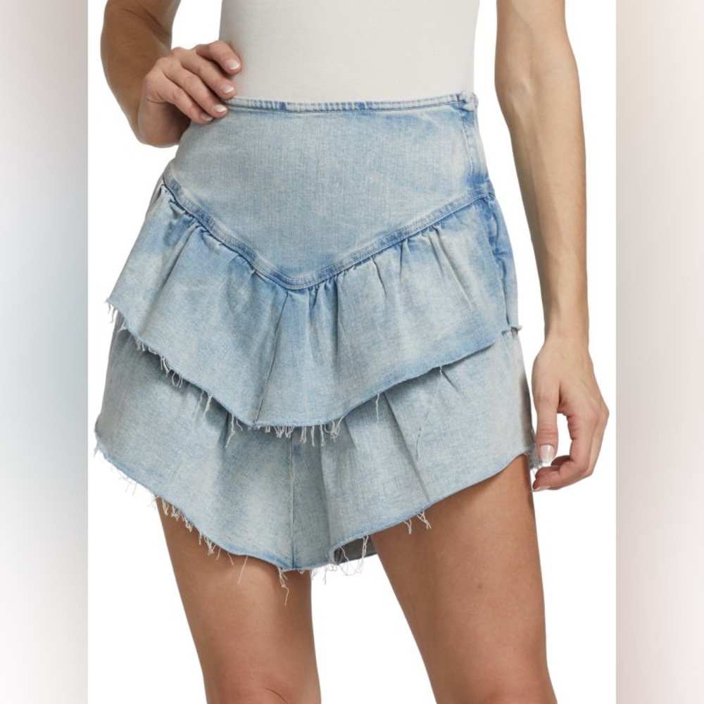 Mother Denim The Ruffle Mini Raw Edge Skirt NEW